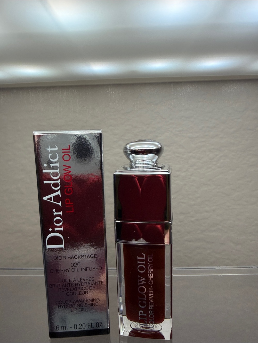 Dior Lip Glow Oil — Cherry Red with Silver Accents